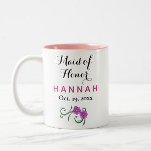 Tasse 2 Couleurs La femme d'honneur Typographie moderne Mariage ros