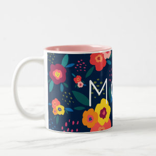 Tasse 2 Couleurs La flore moderne en bleu et corail