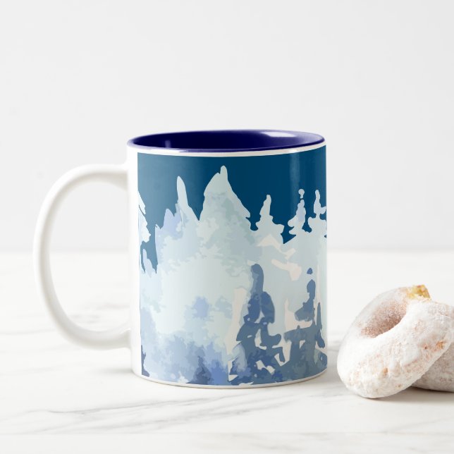 Tasse 2 Couleurs La forêt d'hiver (Avec donut)