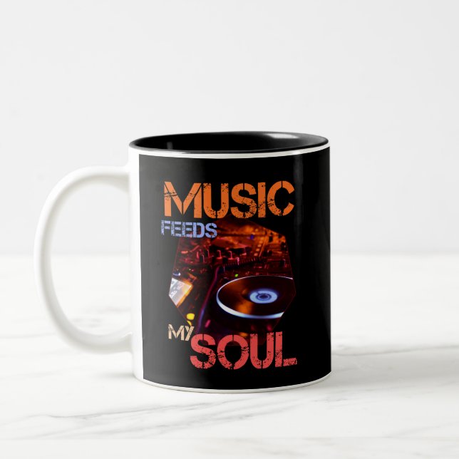Tasse 2 Couleurs La musique fait bouger mon âme DJ Orange Lila T-sh (Gauche)