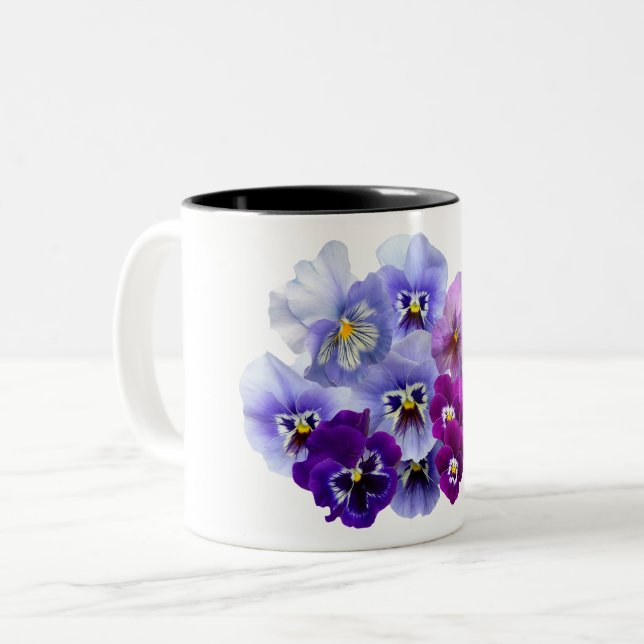 Tasse 2 Couleurs La pensée bleue fleurit les pensées florales de (Devant gauche)