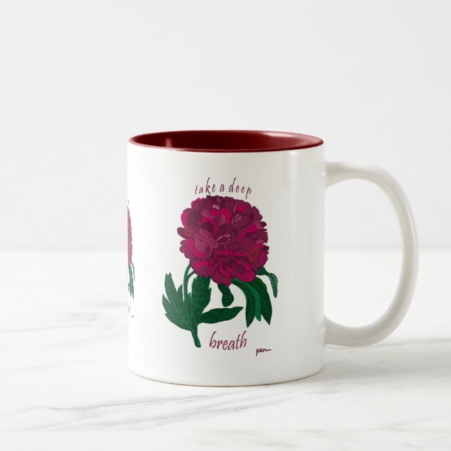 Tasse 2 Couleurs La pivoine rouge prennent une respiration profonde (Droit)