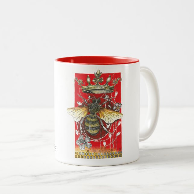 Tasse 2 Couleurs La Queen Bee Coffee Cup, Profitez de votre buzz ma (Devant droit)