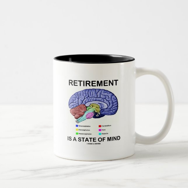 Tasse 2 Couleurs La retraite est un état d'esprit (le cerveau (Droit)