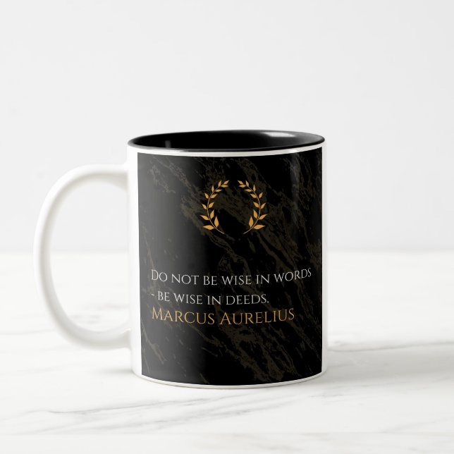 Tasse 2 Couleurs La sagesse de Marcus Aurelius : Les actions parlen (Gauche)