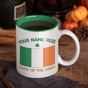Tasse 2 Couleurs La Saint-Patrick Drapeau Irlande Nom Personnalisé