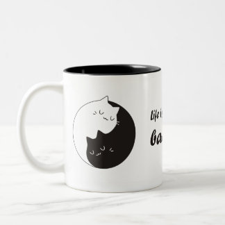 Tasse 2 Couleurs La vie, c'est l'équilibre Cat Yin Yang