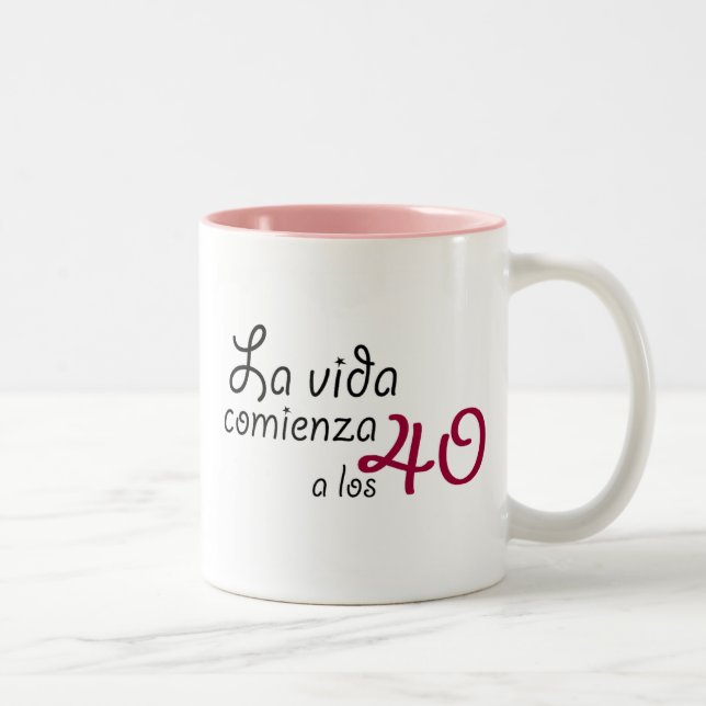Tasse 2 Couleurs La vie commence à aux 40 (Droit)