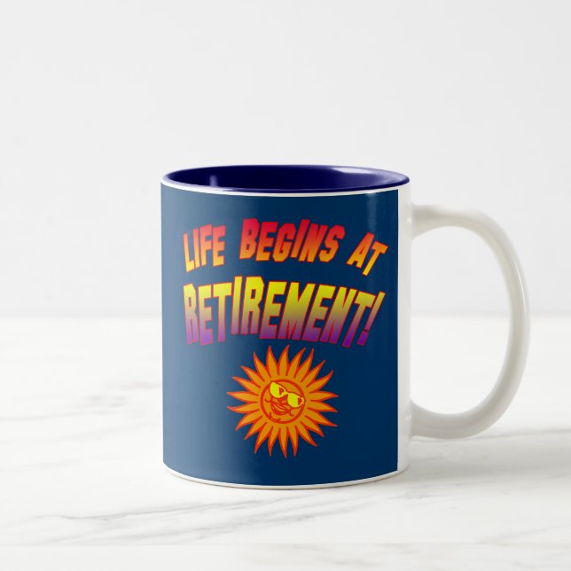 Tasse 2 Couleurs La vie commence à la retraite ! (Droit)
