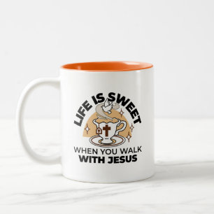 Tasse 2 Couleurs La vie est douce avec Jésus - Christian Faith Tea 