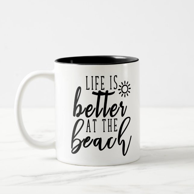 Tasse 2 Couleurs La vie est meilleure à la plage (Gauche)
