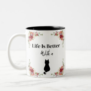 Tasse 2 Couleurs La Vie Est Meilleure Avec Un Chat Silhouette Flora