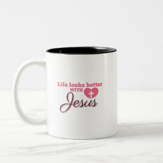 Tasse 2 Couleurs La vie est plus belle avec Jésus