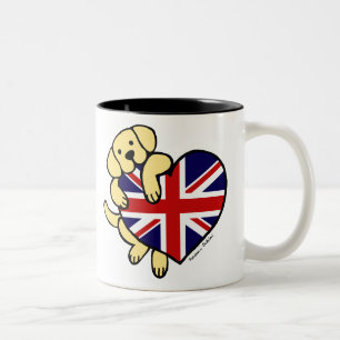 Tasse 2 Couleurs Labrador jaune et bande dessinée du coeur 2 de