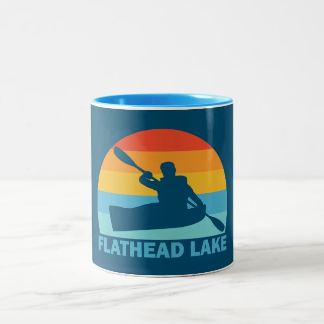 Tasse 2 Couleurs Lac Flathead Montana Kayak (Centre)