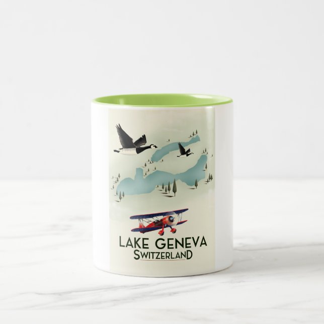 Tasse 2 Couleurs lac geneva suisse Avis de voyage (Centre)