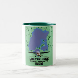 Tasse 2 Couleurs Lac Loktak état du Manipur, Inde carte