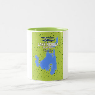 Tasse 2 Couleurs lac Pichola, Inde affiche de voyage carte.