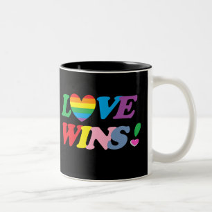 Tasse 2 Couleurs L'amour arc-en-ciel gagne le cœur LGBT