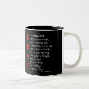 Tasse 2 Couleurs L'AMOUR chrétien exprime - sang du Christ, le noir