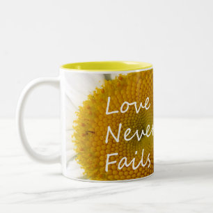Tasse 2 Couleurs L'amour chrétien n'échoue jamais Daisy 1 Corinthie
