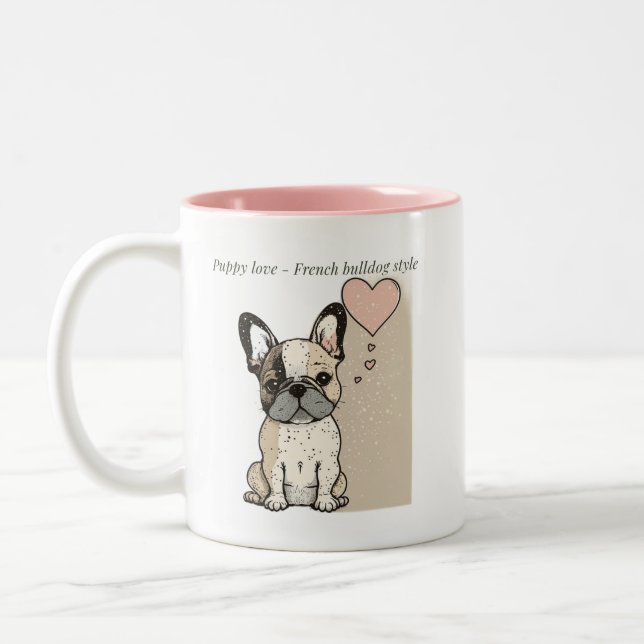 Tasse 2 Couleurs L'amour des chiots - à la française (Gauche)