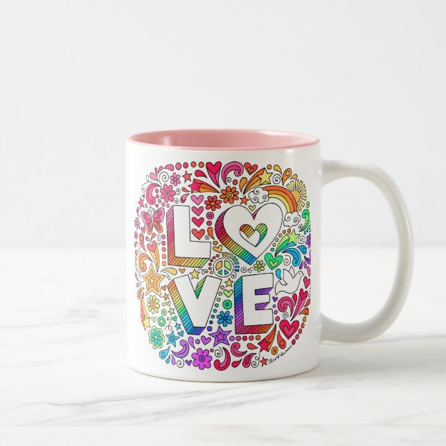 Tasse 2 Couleurs L'AMOUR marquant avec des lettres l'arc-en-ciel (Droit)