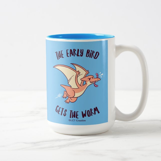 Tasse 2 Couleurs L'Ancien Oiseau Obtient Le Ver (Droit)