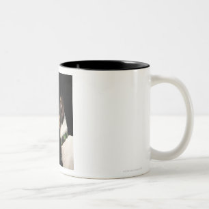 Tasse 2 Couleurs Langue hors de Rat terrier noir et blanc