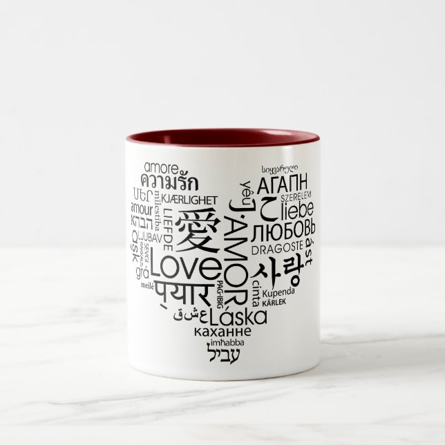 Tasse 2 Couleurs Langues de coeur d'amour (Centre)