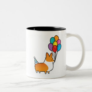 Tasse 2 Couleurs L'anniversaire rouge de corgi monte en ballon la