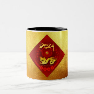 Tasse 2 Couleurs lanterne chinoise FU Luck Dragon année saluant 2TM