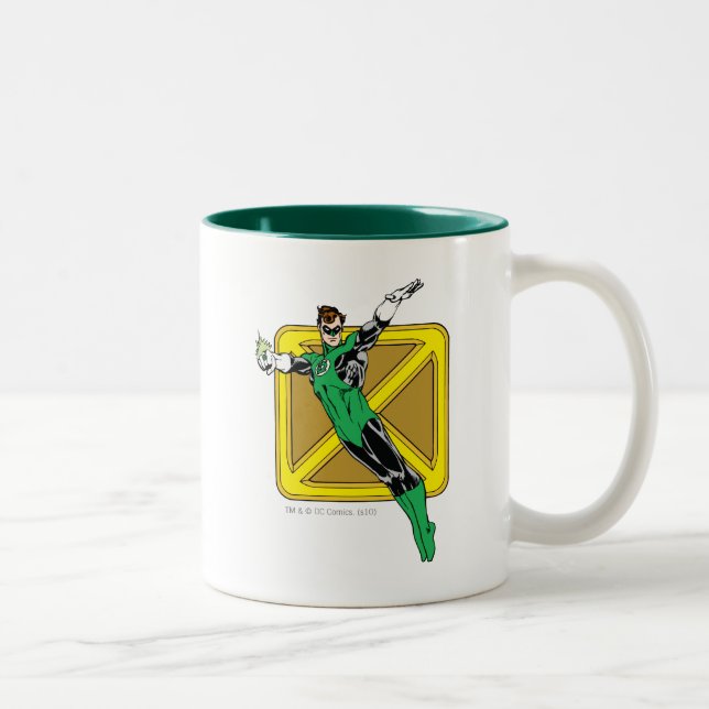 Tasse 2 Couleurs Lanterne verte avec Arrière - plan (Droit)