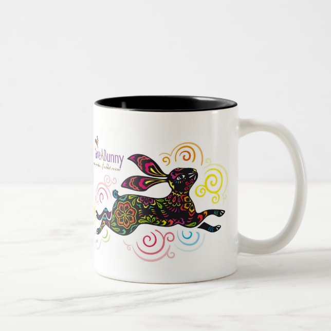 Tasse 2 Couleurs Lapin artistique (Droit)