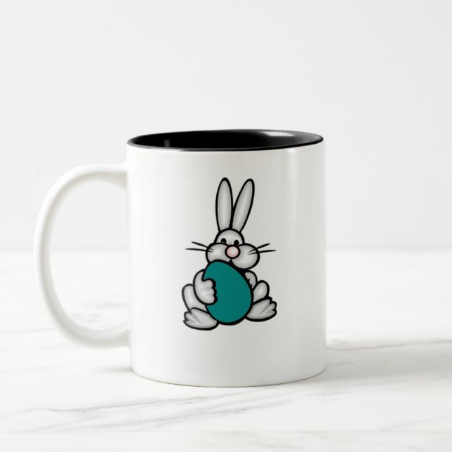 Tasse 2 Couleurs Lapin avec l'oeuf vert turquoise (Gauche)