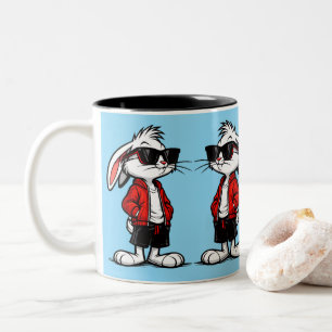 Tasse 2 Couleurs Lapin Blanc Cool en Veste Rouge