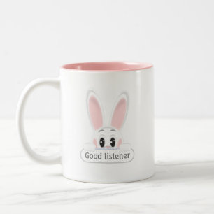 Tasse 2 Couleurs Lapin blanc sympathique modifiable & monogramme