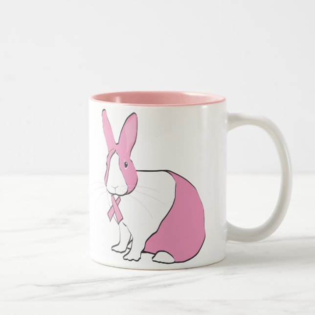 TASSE 2 COULEURS LAPIN DE CONSCIENCE DE CANCER DU SEIN (Droit)