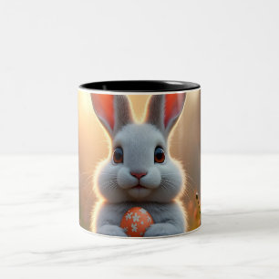 Tasse 2 Couleurs Lapin de Pâques heureux dans la magie du printemps