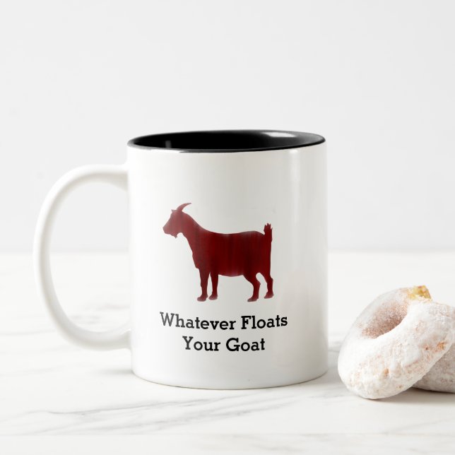 Tasse 2 Couleurs L'aquarelle rouge de chèvre flotte votre chèvre (Avec donut)