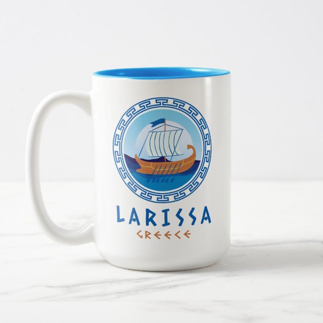 Tasse 2 Couleurs Larissa, Grèce Conception de navires grecs (Gauche)