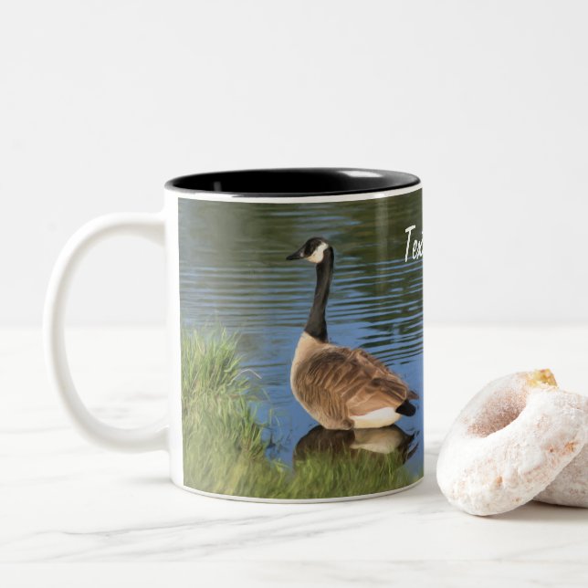 Tasse 2 Couleurs L'art personnalisé des animaux d'oie du Canada (Avec donut)