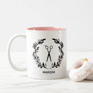 Tasse 2 Couleurs Laurel Wreath Scissors Hair Styliste Ajouter un no