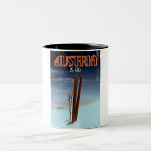 Tasse 2 Couleurs L'Autriche pour skier - Affiche de voyage de ski h