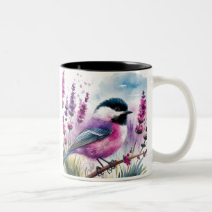 Tasse 2 Couleurs Lavande d'aquarelle et poulet