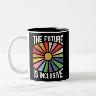 Tasse 2 Couleurs L'avenir est arc-en-ciel de la fierté inclusive Dr