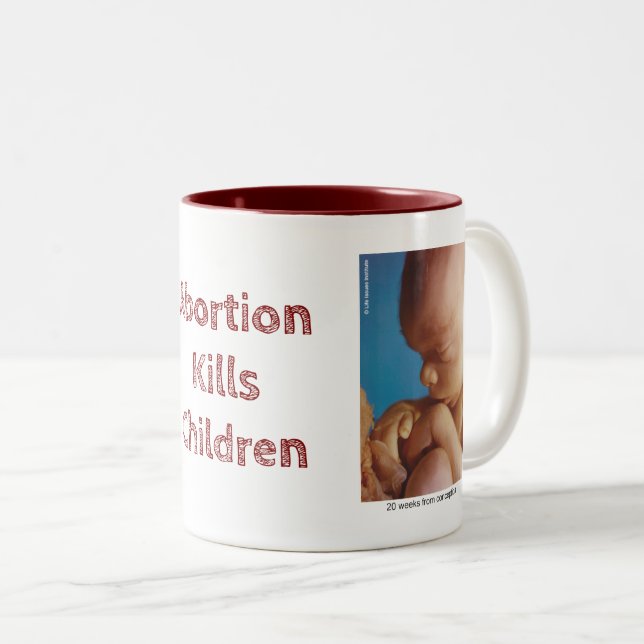 Tasse 2 Couleurs L'avortement tue des enfants (Devant droit)
