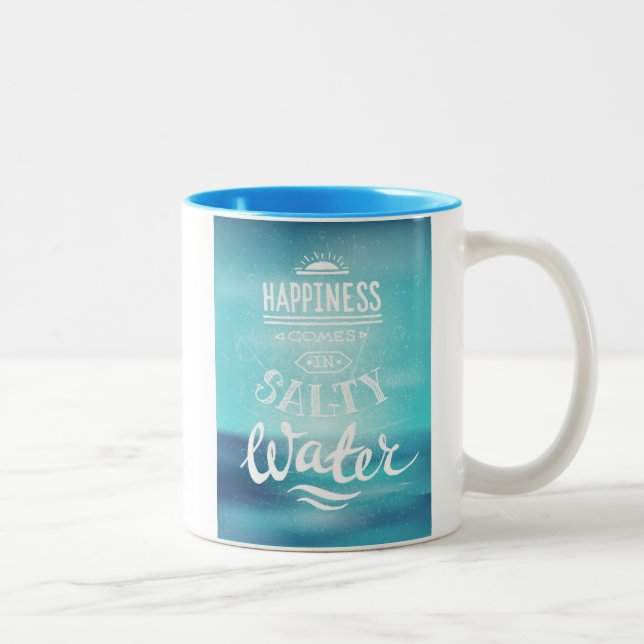 Tasse 2 Couleurs Le bonheur vient dans l'eau salée (Droit)