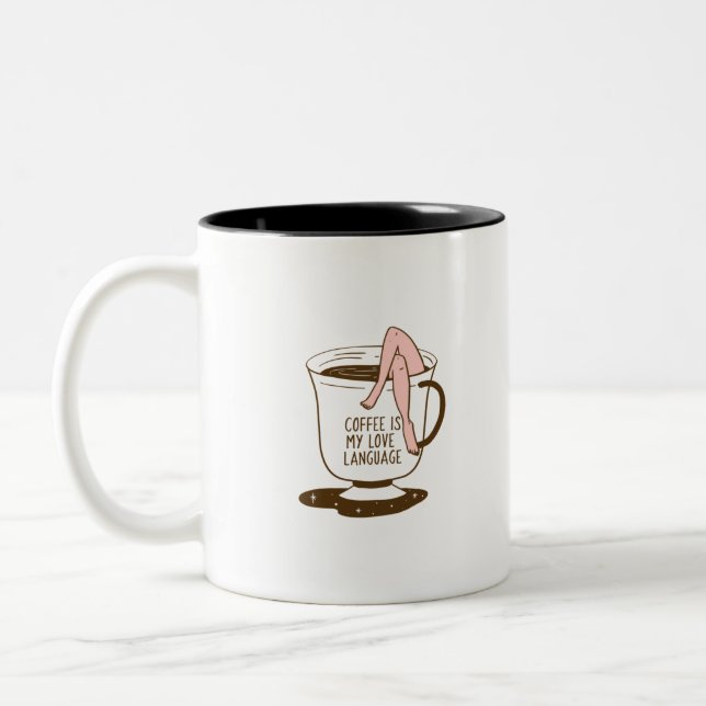 Tasse 2 Couleurs Le Café Est Ma Langue D'Amour (Gauche)