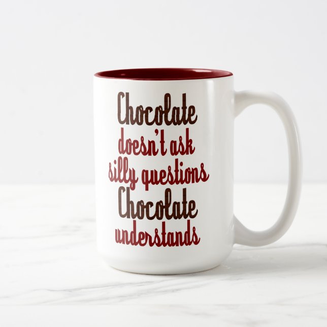 Tasse 2 Couleurs Le "chocolat comprend" la citation drôle (Droit)